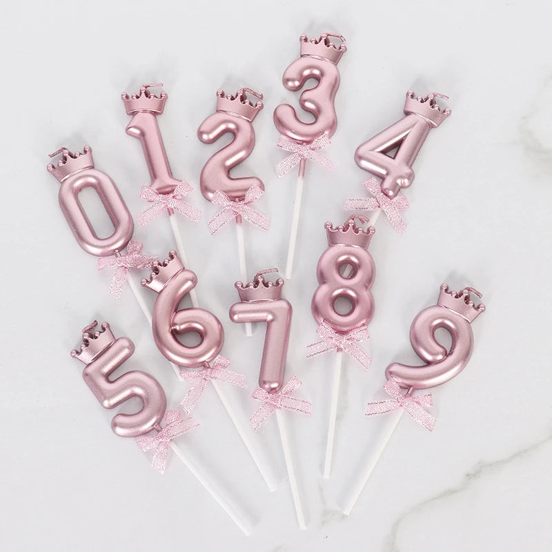 3D Candle Pink Birthday Number Candle Girl Happy Birthday Cake Topper Baking Celebration Memorial Anniversary Party Decor