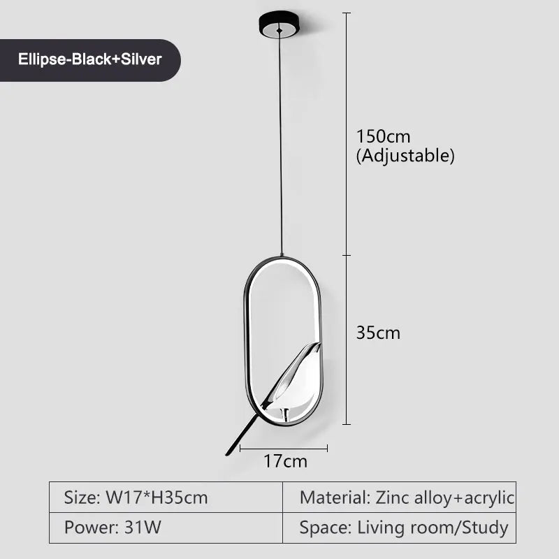 Rotatable Magpie Bird LED Pendant Light for Bedside Bedroom Indoor Gold Silver Hanging Lighting Chandelier Lamps Foyer AC85-265V