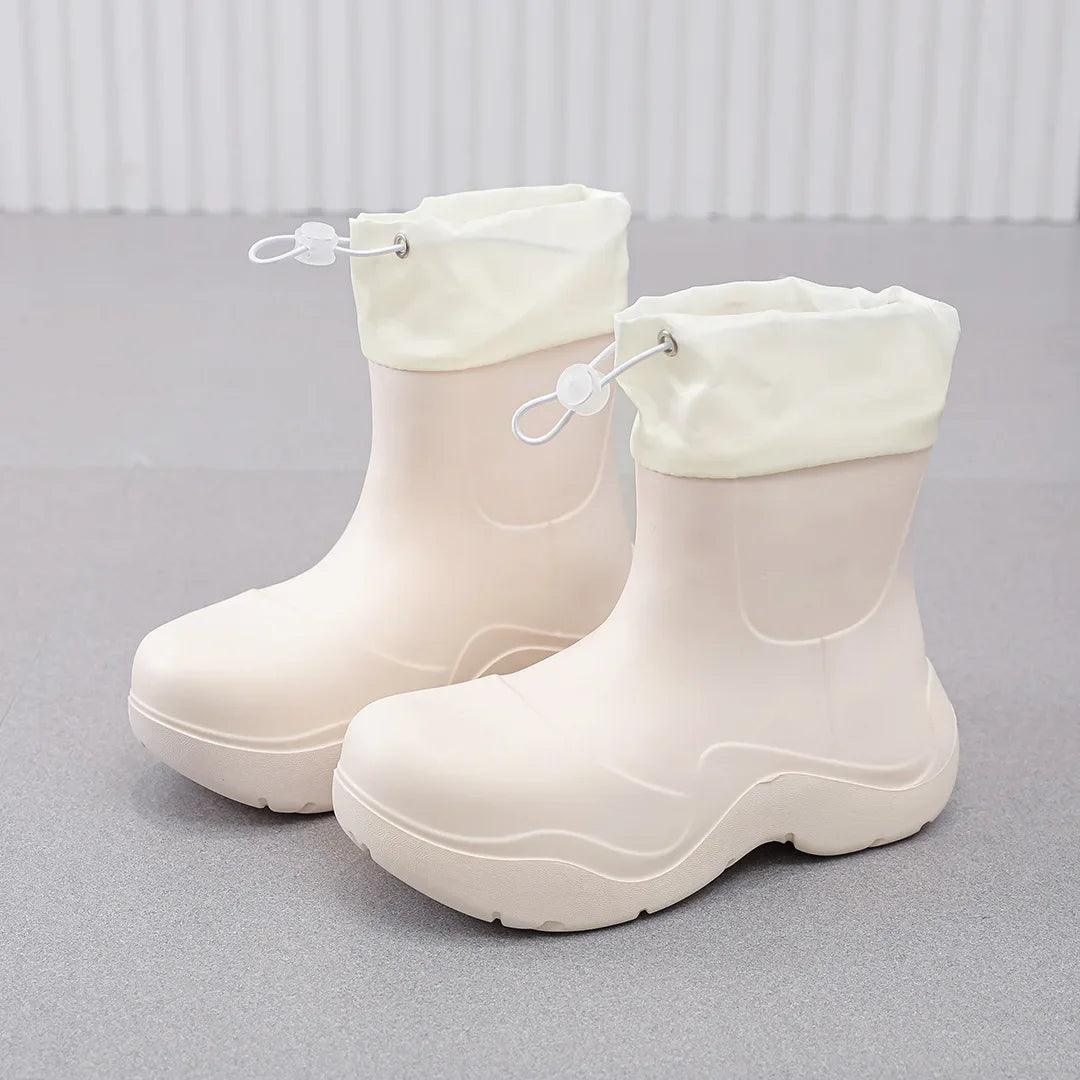 2025 New Women Rain Boots Autumn Platform Shoes Waterproof Kitchen Shoes Comfortable Female Ankle Boot EVA Windproof Women Boots