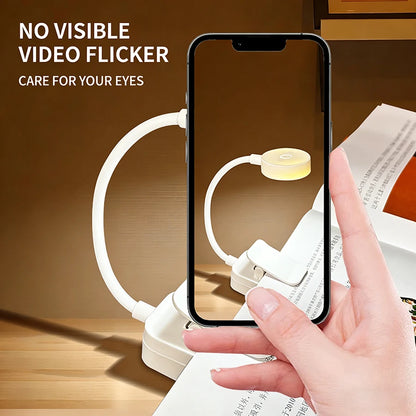 USB Rechargeable LED Clip On Desk Lamp 3 Colors Dimmable Night Light Eye Protection Portable For Bedroom Study Reading Lighting