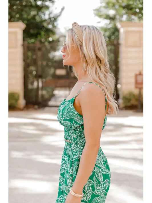 Women's Fashion Print Halter Sexy Short Top + Wide Leg Pant Suit Summer Casual Simple Sweet About Elegant Female Pant 2piece Set