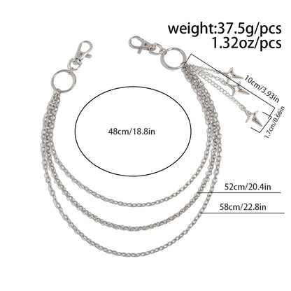 Punk Multilayer Metal Star Pendant Pant Chain Hip Hop Waist keychain Jeans Chain Women Trendy Jewelry Accessories Gifts