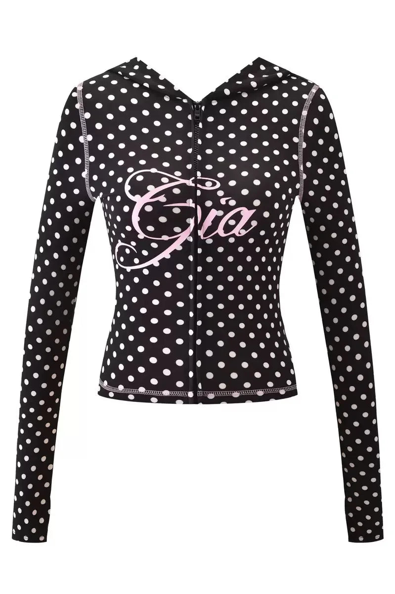 Gia Straight Shoulder Slim Letter Print Slim Hooded Zipper Short Jacket Sports Casual Pants Set
