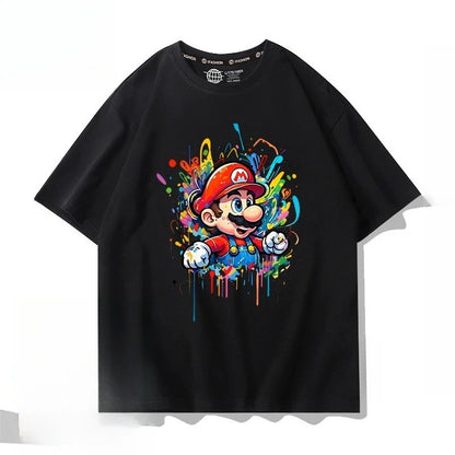 Oversized Kids Cotton T-shirt Super Mario Bros Cartoon Graphic Tees Boys Girls Harajuku Short Sleeve Casual Tops Toddler Clothes