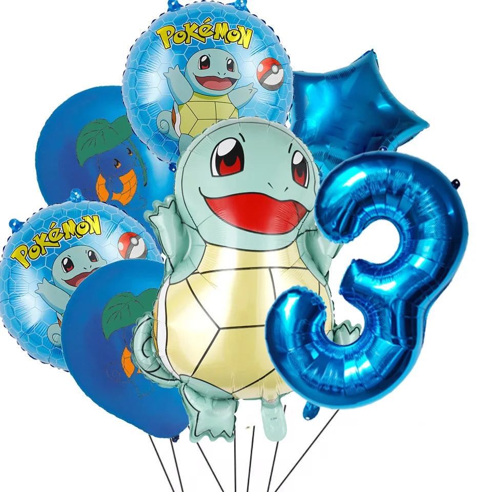 7Pcs/Set Pokemon Balloon Set Pikachu Charmander Cartoon Aluminum Foil Balloons Party Decoration Props Toy Anime Birthday Party