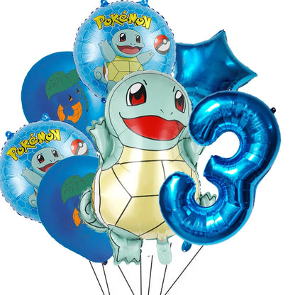 7Pcs/Set Pokemon Balloon Set Pikachu Charmander Cartoon Aluminum Foil Balloons Party Decoration Props Toy Anime Birthday Party