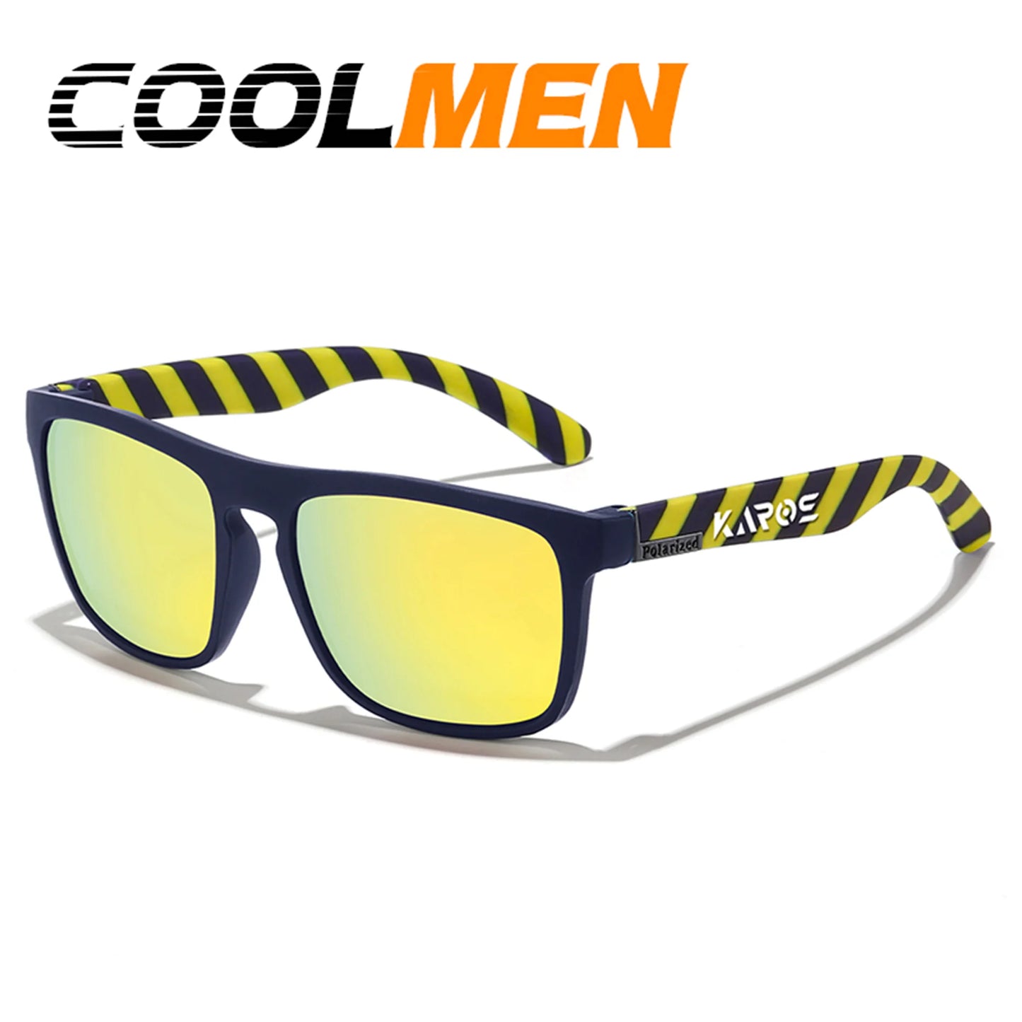 COOLMEN Classic Men Square Polarized Fishing Sunglasses Outdoor Driving Cycling Running Goggles Vintage Large Frame UV400