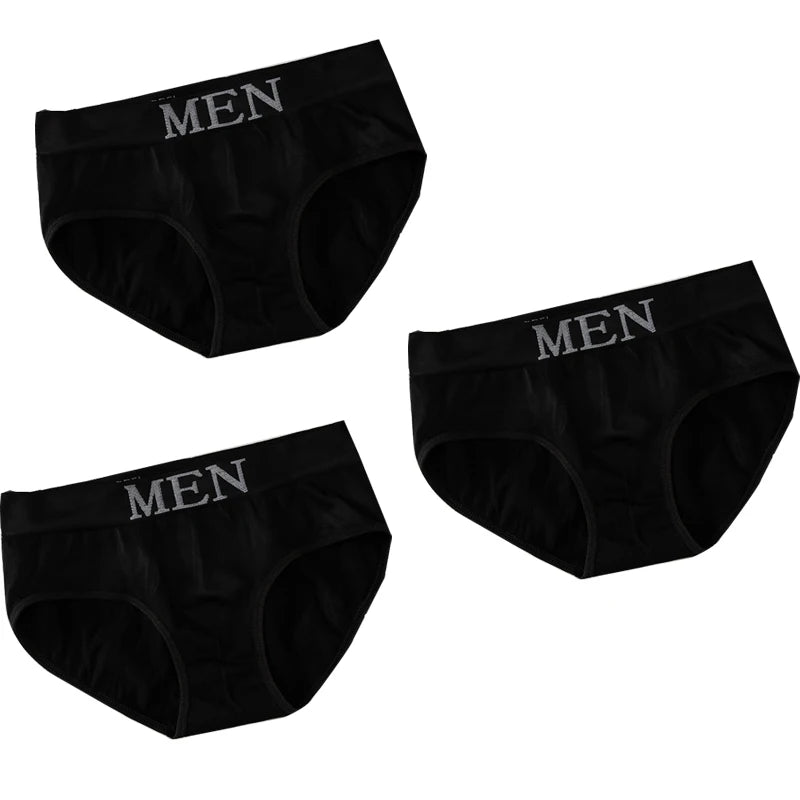 3Pcs/lot Men's Briefs Underwear Sexy Man Panties MEN Letter Underpants Breathable Comfortable Male Bikini Shorts Black Blue Red
