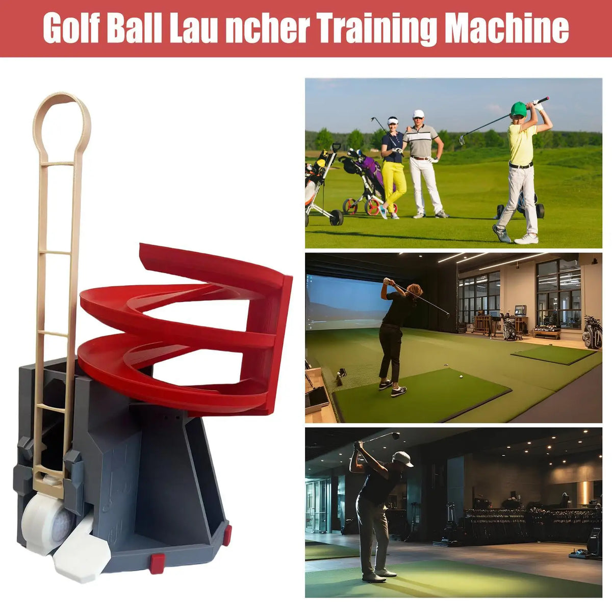 Golf Swing Training Launcher Dispenser Automatic Golf Ball Tee Up Machine Non-powered Golf Simulator for Beginner Teaching Aid