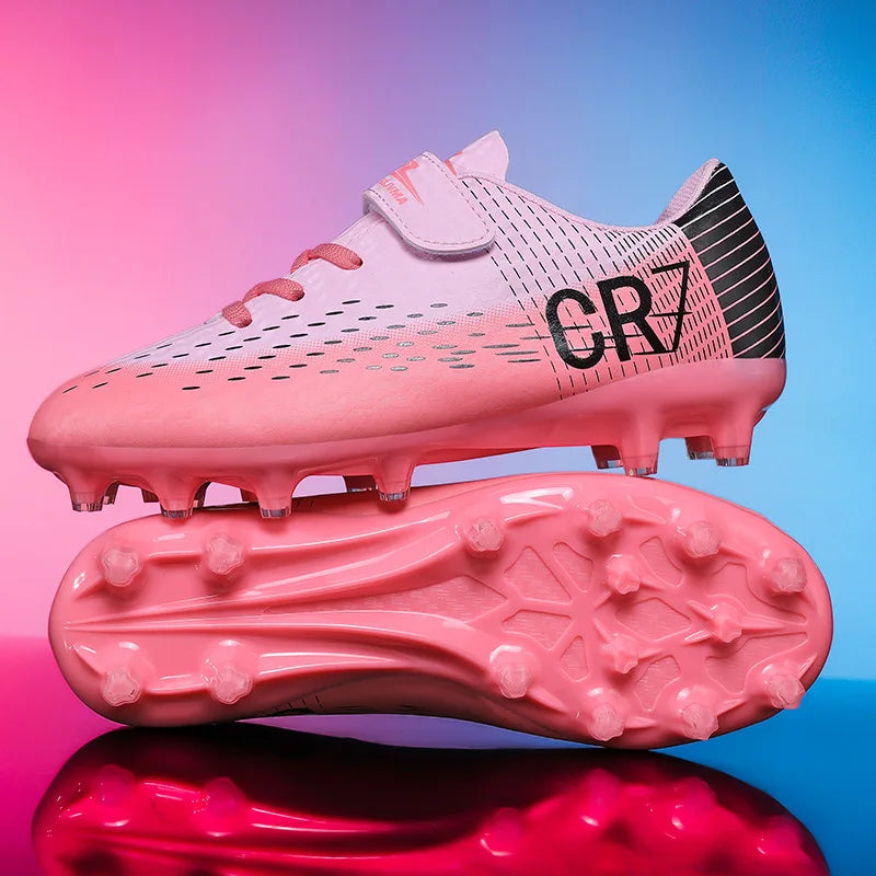 New Children Football Boots Outdoor Trainers Soccer Shoes for Kids Boys Girls Hook Loop Football Cleats Futsal Sneakers 28-39