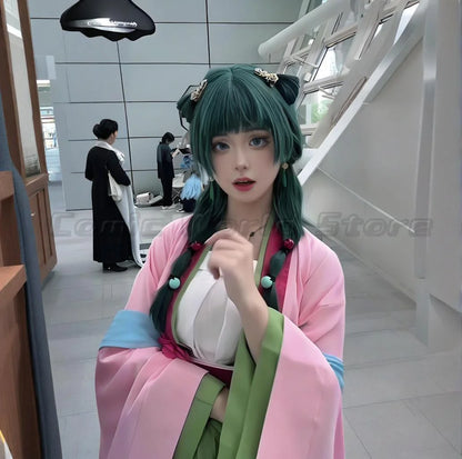 Maomao Cosplay Costume Wig Anime The Apothecary Mao Mao Plus Size Pink Dress Halloween Carnival Party for Women Lady