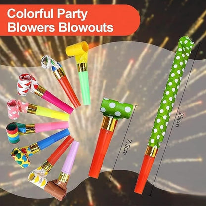 10-50pcs Party Blowers Whistles,Colourful Noisemakers Party Blowouts Squawkers Fringed Noise Maker,Birthday Wedding Noisemakers