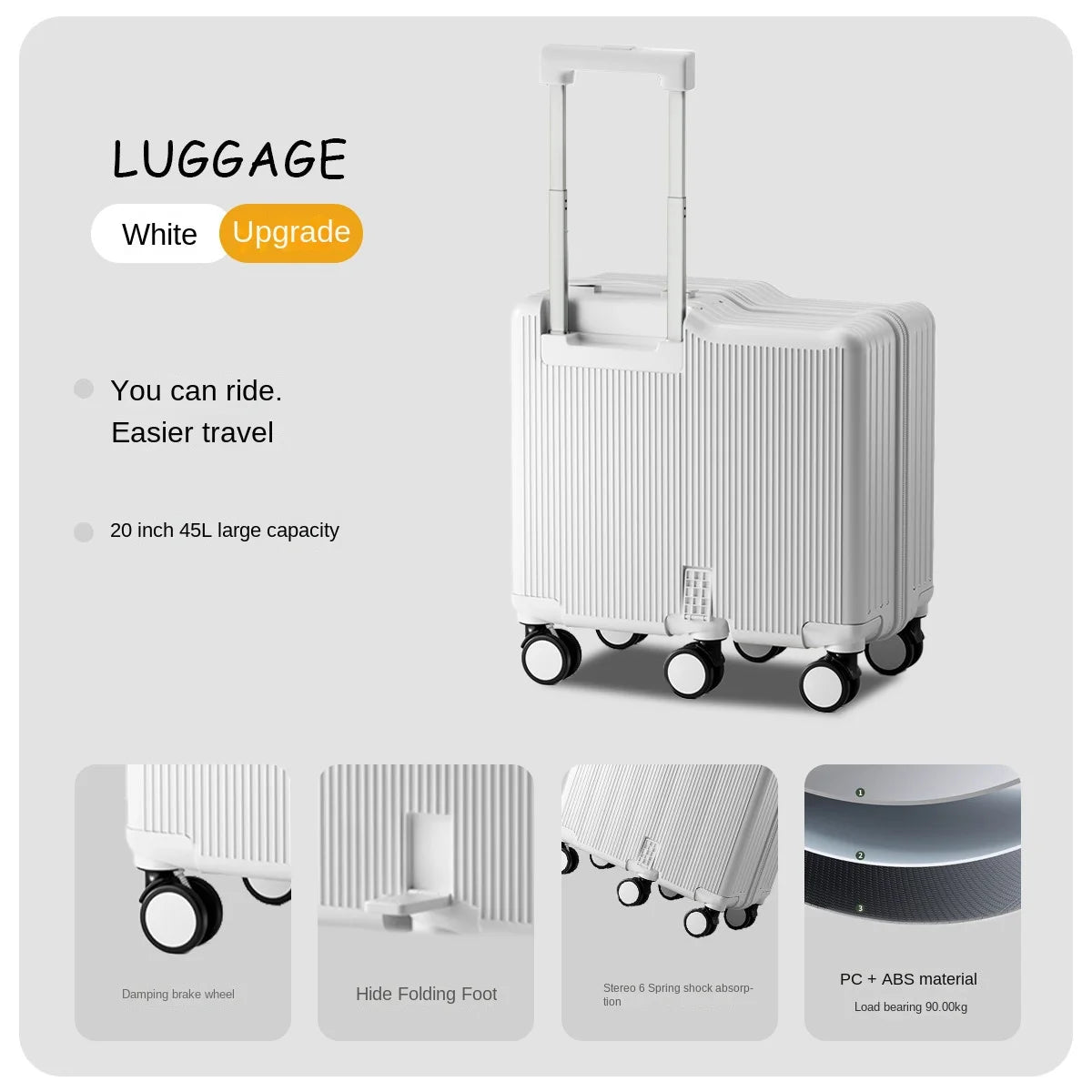 Children Luggage Suitcase for Boys and Girls Ride-On for Airplanes 20-inch Carry-On Suitcase Combination Lock Short Trip Family