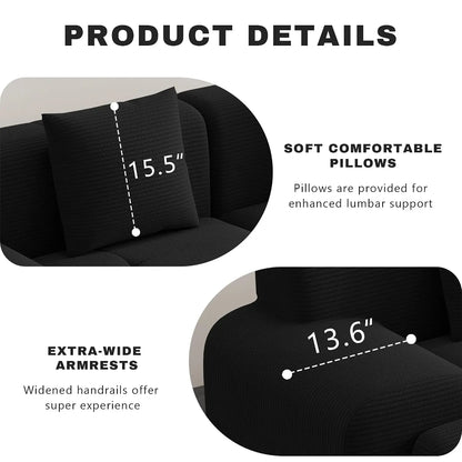 107" Cloud Modular Sectional Couch,Boneless Sofa with Ottman,L-Shape Upholstered Sofas with Deep Seat,Modern Cozy, Custom