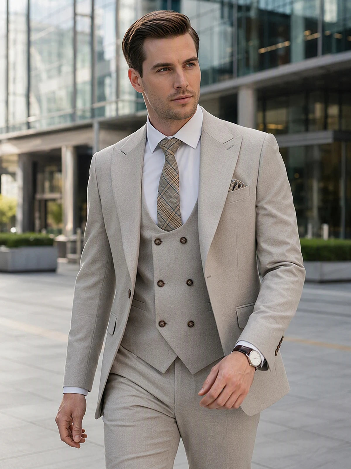 Turkish Style High Quality Men Suits 3 Piece Set Elegant Slim Fit Formal Office and Leisure Banquet Groomsman Set Groom's Suit