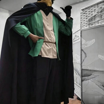 Natsuki Subaru Cosplay Costume Anime Re:Life in A Different World From Zero Black Cape Green Shirt Pants Set Christmas Halloween