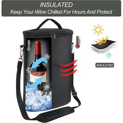 Wine Bottle Bag Soft Cooler Wine Bottle Insulated Bag for Wine Thermal  Outdoor Bag for Travel Carrier Tote Wine Glass