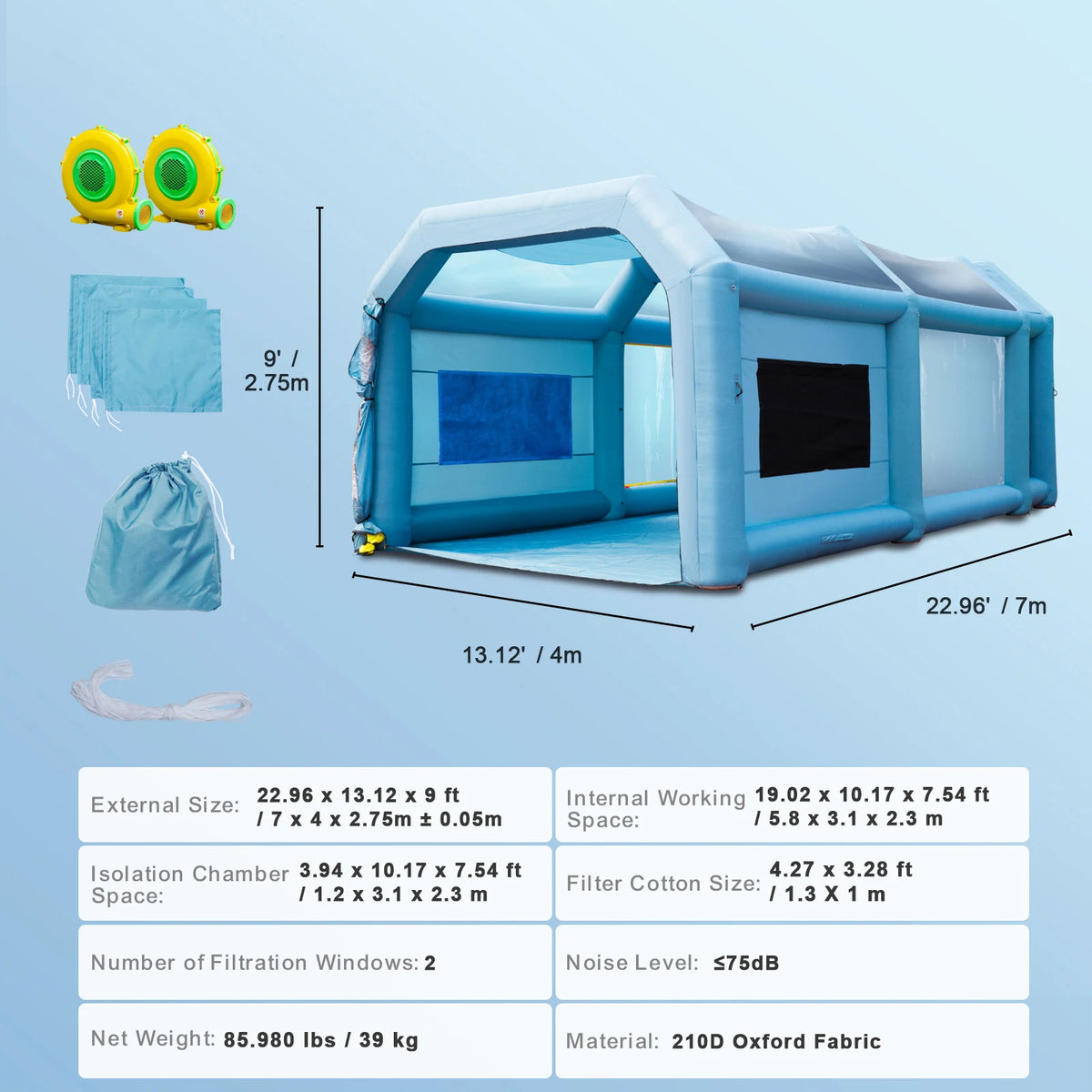 SucceBuy Inflatable Paint Booth with Blowers Inflatable Spray Booth Powerful Spray BoothCar Paint Tent Air Filter System