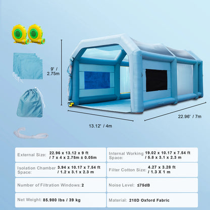 SucceBuy Inflatable Paint Booth with Blowers Inflatable Spray Booth Powerful Spray BoothCar Paint Tent Air Filter System