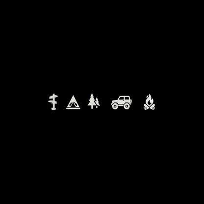 Camping Icons Outdoor Campfire Hiking Die Cut Vinyl Decal Sticker For Car Truck Motorcycle Window Bumper Wall Home Office Decor