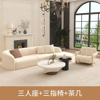 for Nordic Fabric Sofa Living Room Home Light Luxury Curved Large Sofa White Beauty Salon Hotel Lounge Sofa Chair