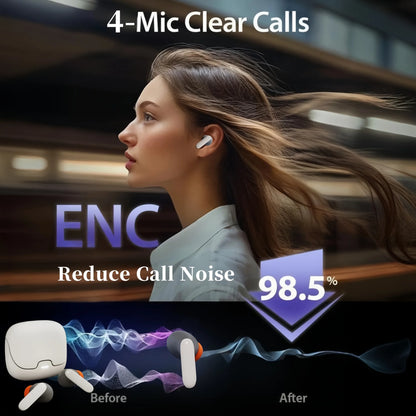 TWS Wireless Earbuds BT 5.4 Low Latency Game Earphones Microphone Noise Reduction Fast Charging Game Mode Listen Music Headset Black/Gray