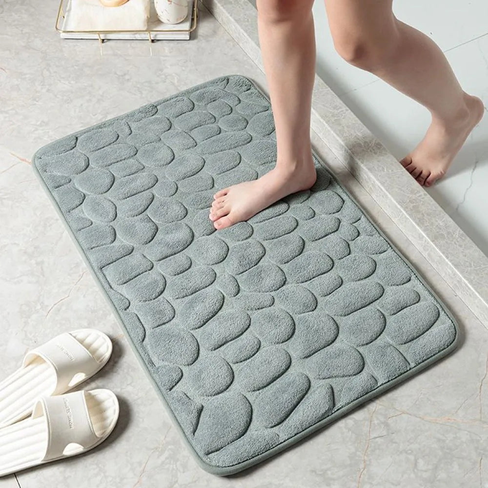 Cobblestone Embossed Bath Mat Non-slip Carpets Water Absorption Washable Bathtub Floor Rug Shower Doormat Bathroom Decor