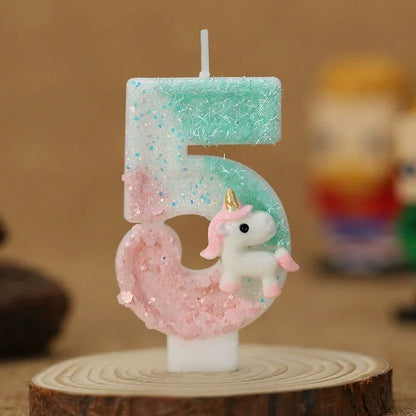 Birthday Candle 0-9 Number Birthday Party Cake Candle Pink Unicorn Birthday Candles for Cake Blue Children's Birthday Decor