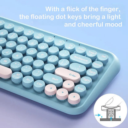 B.O.W K500D  Wireless Bluetooth keyboard with light sound, retro style, ultra-thin and portable for office use