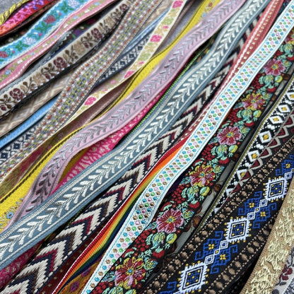 5 Yards 1~3CM Geometric Flower Designs Are Selling Well Embroidered Jacquard Ribbon Decorative Clothing Dog Chain Curtains