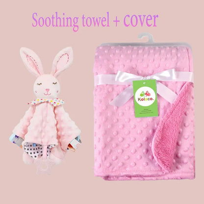 Custom Embroidered Name Minky Baby Blanket & Bunny Comforter Set Personalized Newborn Security Blanket Baby Shower Gift