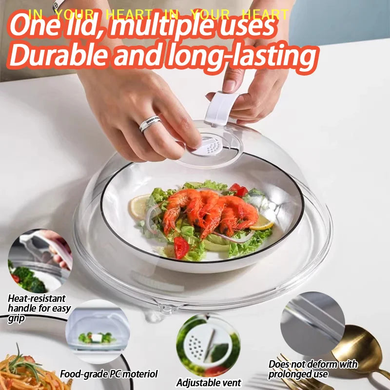 【X】Microwave Oven Food Splash Guard Lid with Handle for Reusable Heating Cover Splatter Protection at Home Kitchen