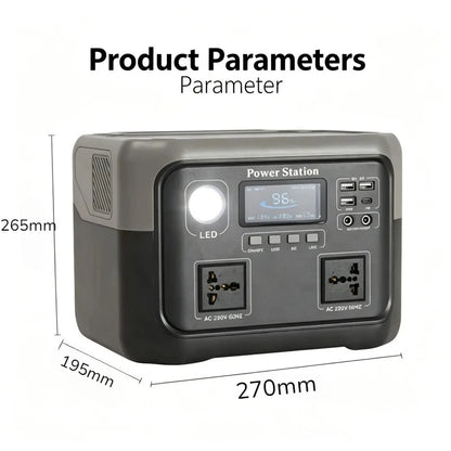 800W 46Ah Portable Power Station 600W/800W 589WH Solar Generator Backup PowerBank for Outdoor Camping, Home Emergency, RV Travel