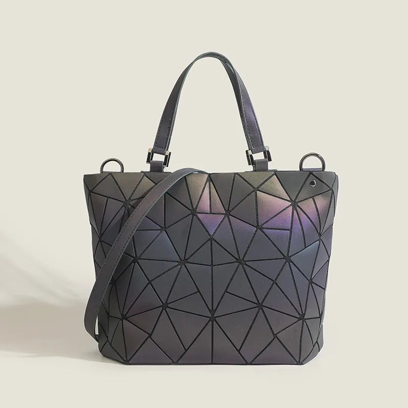 Luminous Spring and Summer New Women's Bag, Geometric Rhombus Bucket Bag, Fashionable and Versatile Handbag, Large Capacity Shoulder Crossbody Bag
