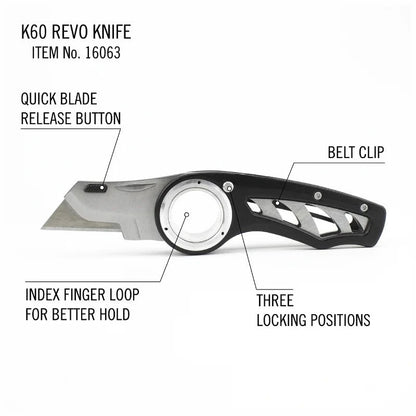 Folding Utility Knife – Heavy-Duty Box Cutter with Aluminum Body, Quick-Change Blades Anti-Slip Finger Loop Grip