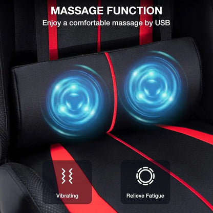 Gaming Chair Massage with LED RGB Lights and ootrest Ergonomic Computer Chair High Back Video Game Chair with Adjustable Lumbar