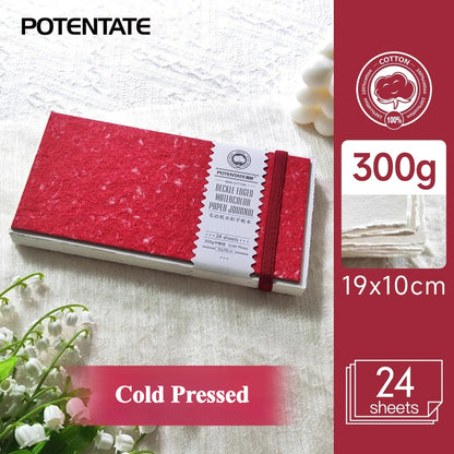 POTENTATE Cotton Fringed Watercolor Notebook 300g Hot/Cold Pressed Specific Watercolor Paper Drawing Book for Art Student