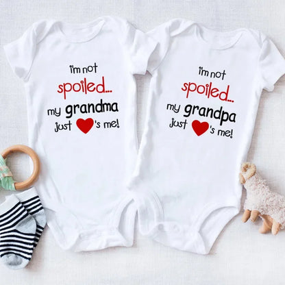 I'm Not Spoiled My Grandma Loves Me Baby Romper Crawling Clothes Triangle Onesies Newborn Baby Clothes Onesies for Babies