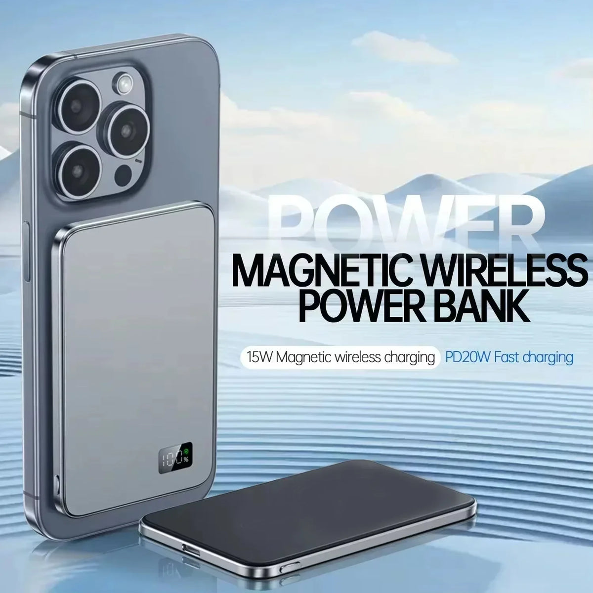 Lenovo 500000mAh Magsafe Magnetic Wireless Power Bank PD 22.5W Quick Charging Portable External Battery for iPhone Series