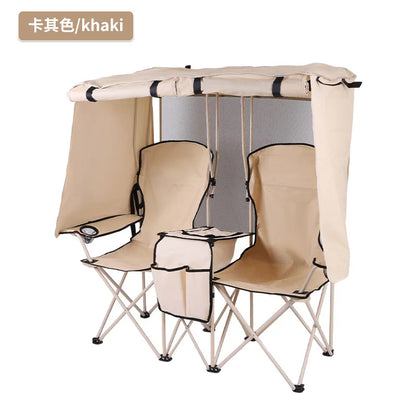 Factory direct sales outdoor leisure beach chair sunshade ice pack double  portable camping chair folding  wholesale