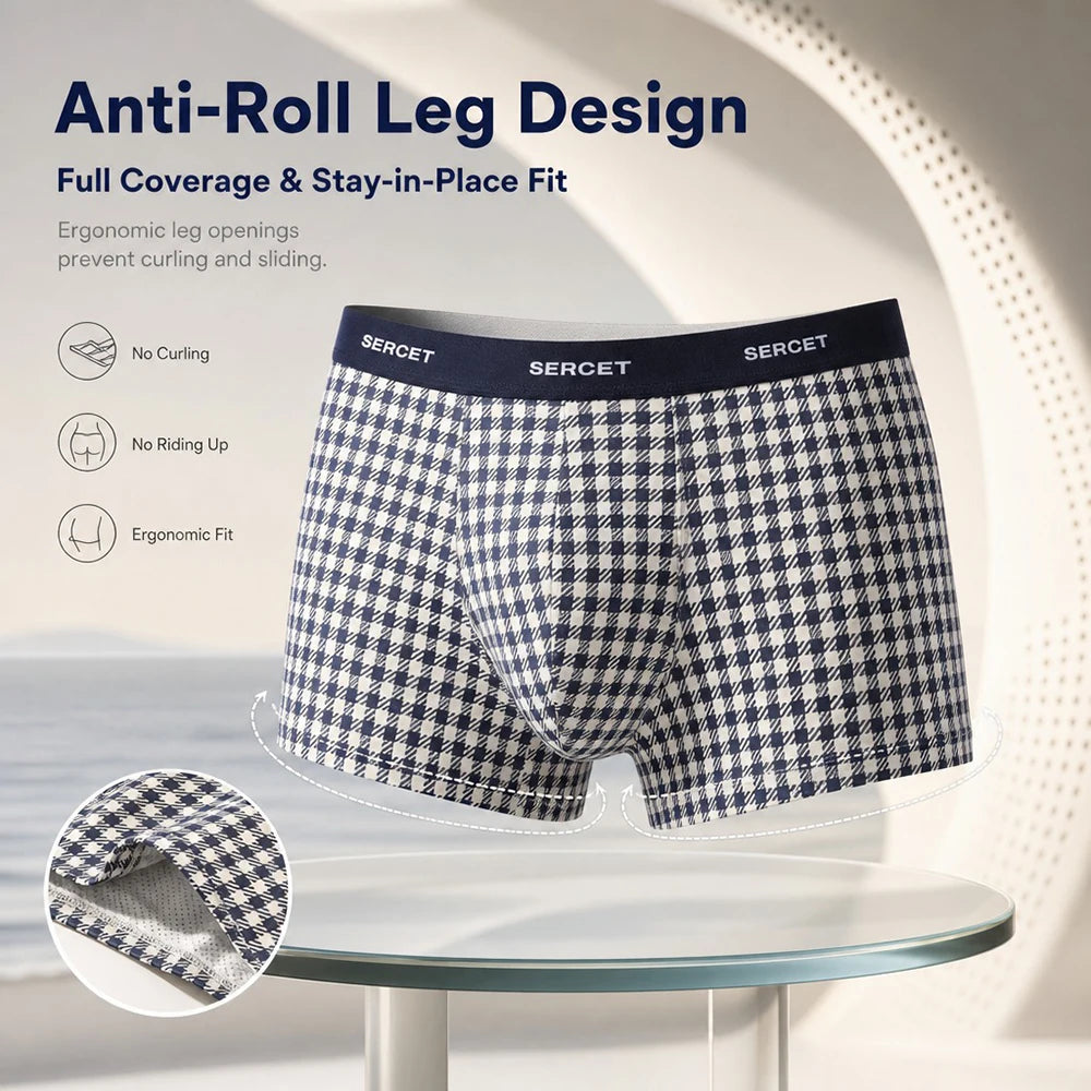 1/3PCS 95% Cotton Soft Boxers Striped/Dot/Plaid Knit Man Underwear Autumn Breathable Antibacterial 3D Mesh Crotch Men's Panties