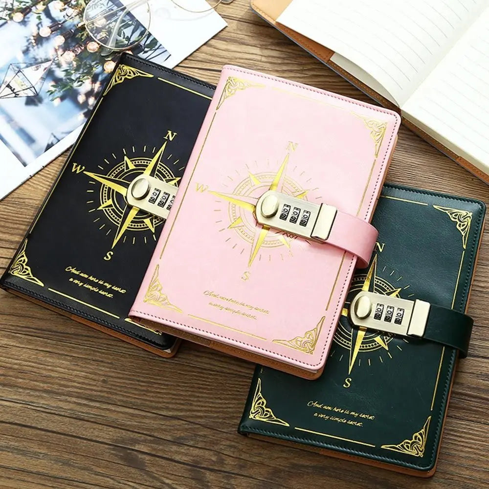 New 200 Sheets A5 Notebook Retro Password Book With Lock Thickened Creative Diary Book Students Notepad Stationery