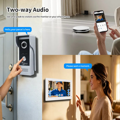 ANJIELO Tuya Smart Video Intercom System  IPS Monitor IP65 Waterproof Doorbell Two-Way Audio Motion Detection Digital Photo