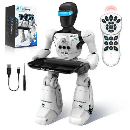 2.4G AI Smart Delivery Robot Gesture Voice Control Recording Programming LED Dancing Robot Christmas Toy Gift for Children