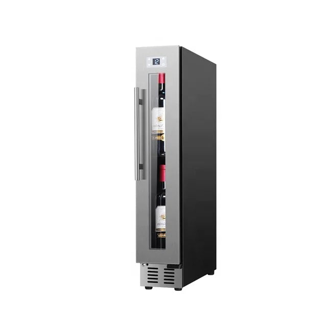 Wine Cooler Refrigerator, 9 Bottle Capacity, Countertop Undercounter, Compressor Cooling, Stainless Steel Door, Home Bar