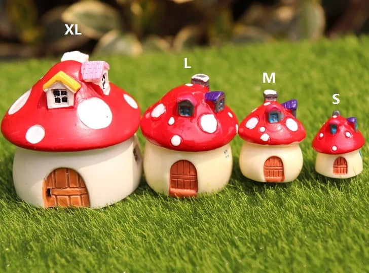 4 Sizes Fairy Garden Accessories Miniature Mushroom Ornament Statue Figurines Plant Pot Dollhouse Home Garden Decor Craft