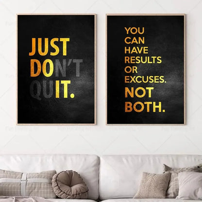 Motivational Quote Art Posters for Wall Black Golden Letters Inspiring Canvas Painting Wall Art Picture Office Living Room Decor
