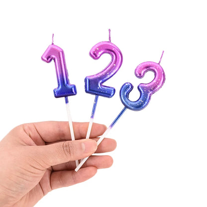 Gradient Cake Candles 0-9 Number Cake Topper Ins Birthday Cakes Toppers Birthdays Party Cupcake Decoration DIY Baking Supplies