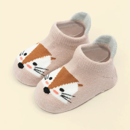 6 Pairs/Lot Cotton Baby Anti-slip Boat Socks For Boys Girls Low Cut Floor Kids Toddler Sock With Rubber Grips For 0-5Years