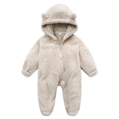 Pudcoco Infant Baby Jumpsuit Long Sleeve Hooded Zipper Closure Winter Romper Clothes for Boys Girls 0-12M